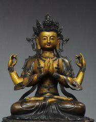 Eski Tibet Oturma 4 kollu Buda